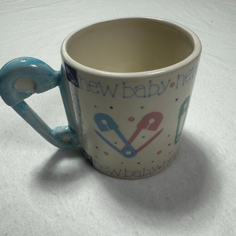 Vintage 90s RUSS New Baby Safety Pin Coffee Mug